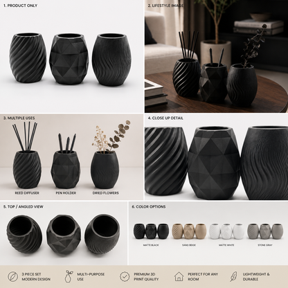 Modern Textured Vase Set