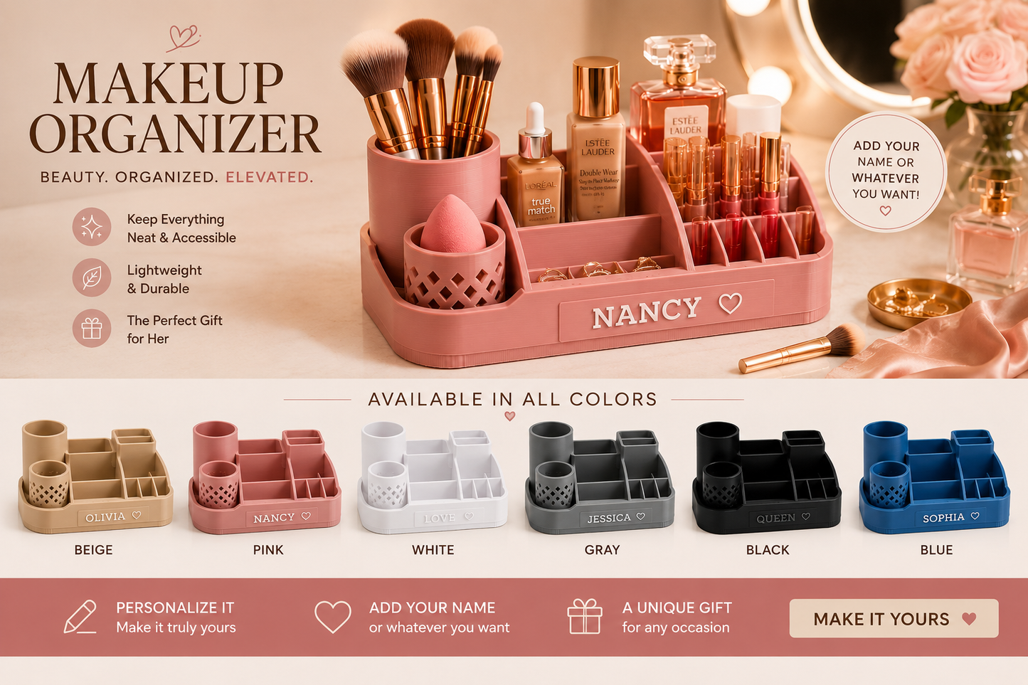 Personalized Makeup Organizer