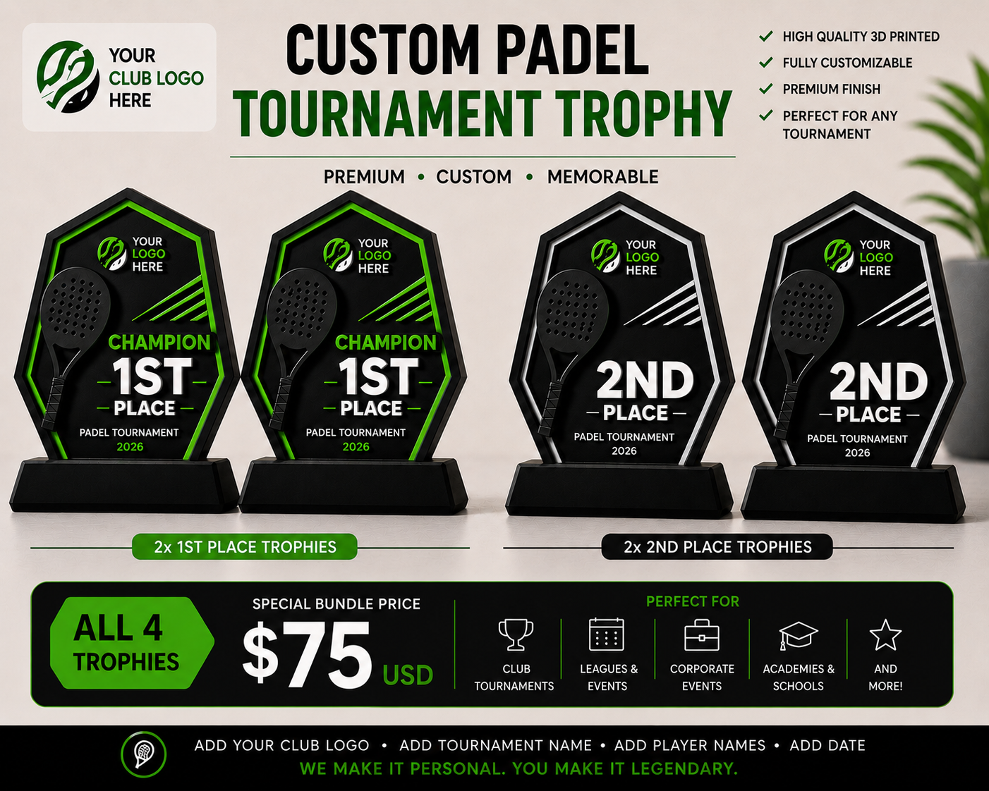 Personalized Padel Trophies